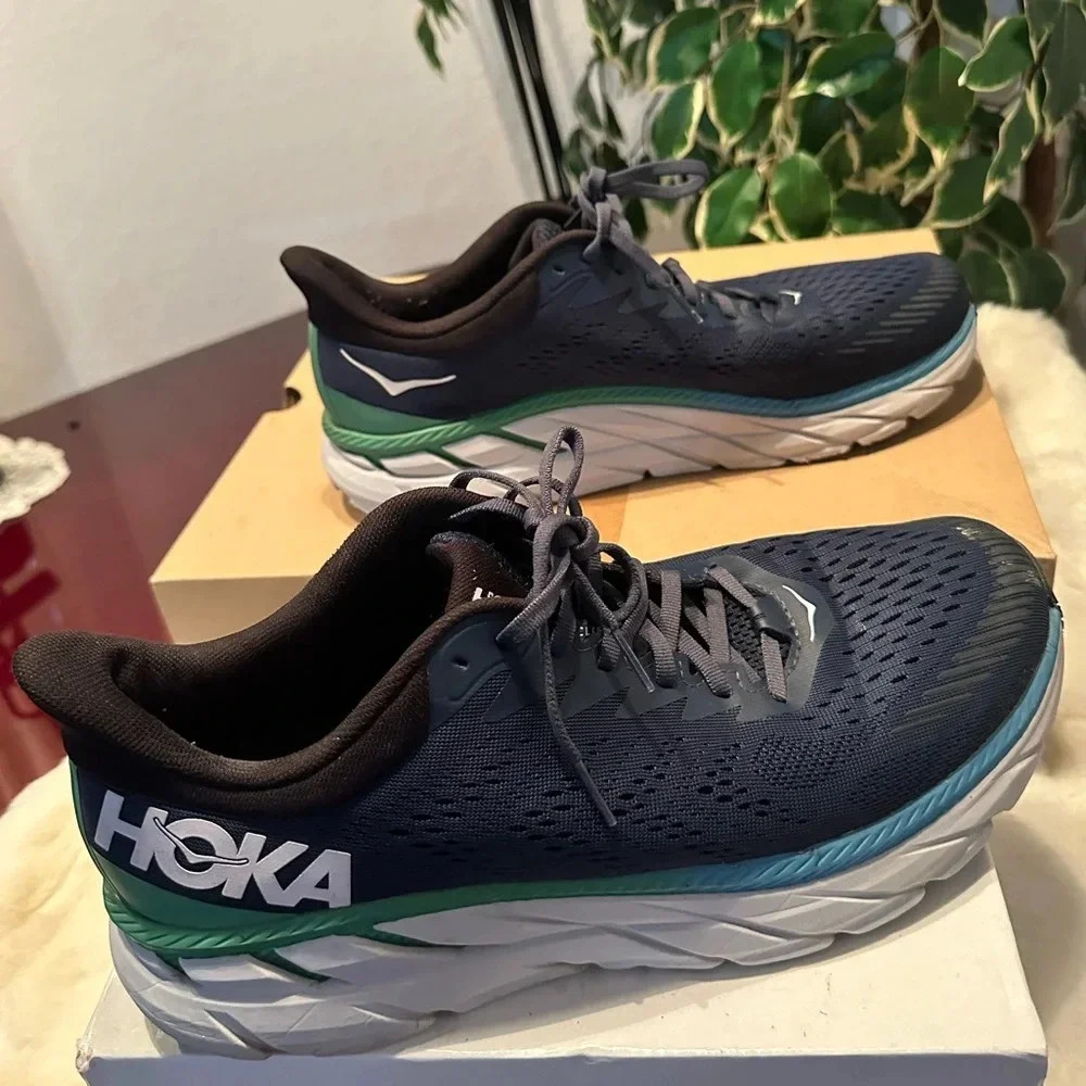 Men’s Hoka One One Navy and Green Sneakers, 12 - Picture 3 of 12